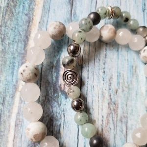 Natural Stone Boho stretch bracelet set